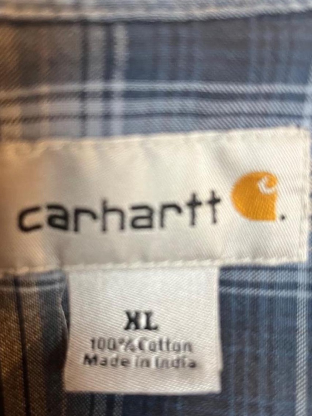 Carhartt Plaid Button Up Shirt XL Navy Cream - Picture 4 of 5